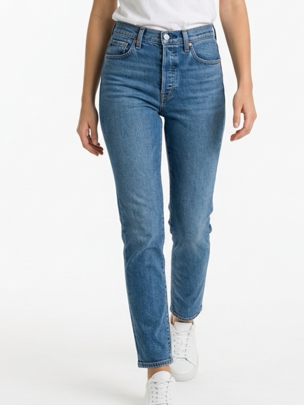 Levis‎ Wedgie Straight High Rise Button Fly Blue Jeans 27x28 34964-0073